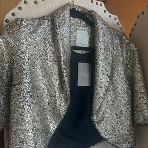 Anthropologie Elevenses Gold Bolero